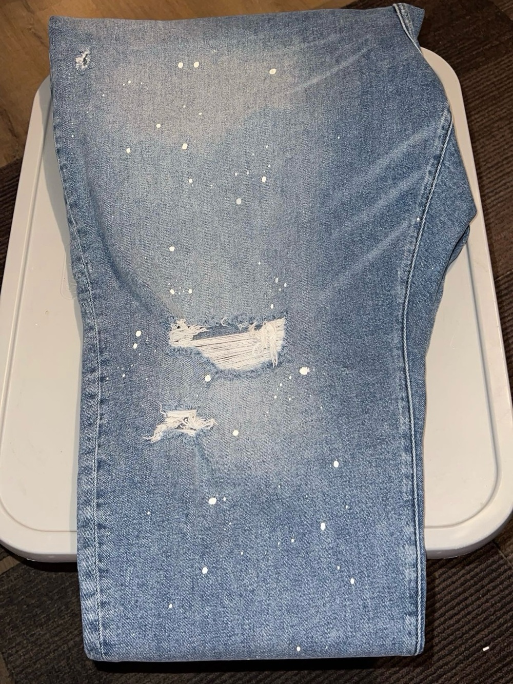 torrid Light Blue Distressed Skinny Jeans with White Paint-Splatter